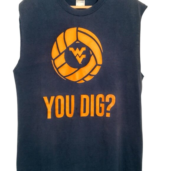 WVU Mountaineers Volleyball Shirt M You Dig Cutoff Slvs Muscle Tank Distressed - Picture 2 of 14